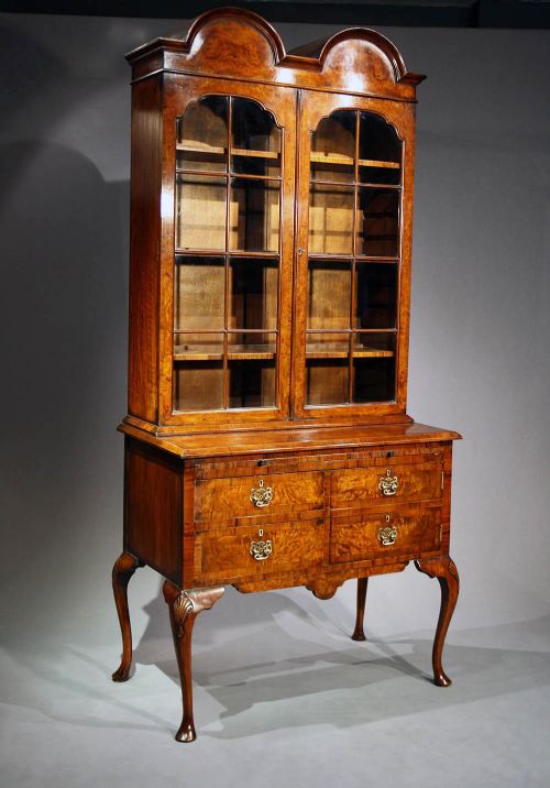 fig 1. Antique Walnut Double Domed Bookcase