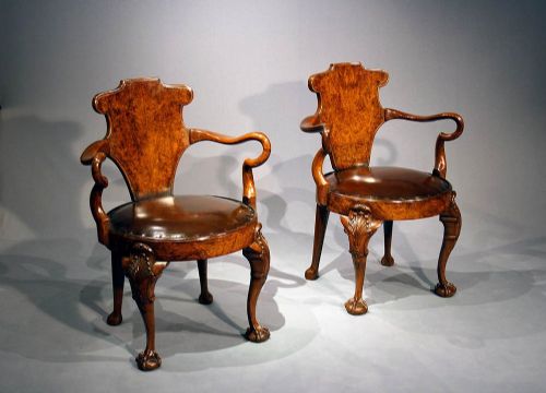 fig 2. Antique Pair of Walnut Escutcheon Chairs