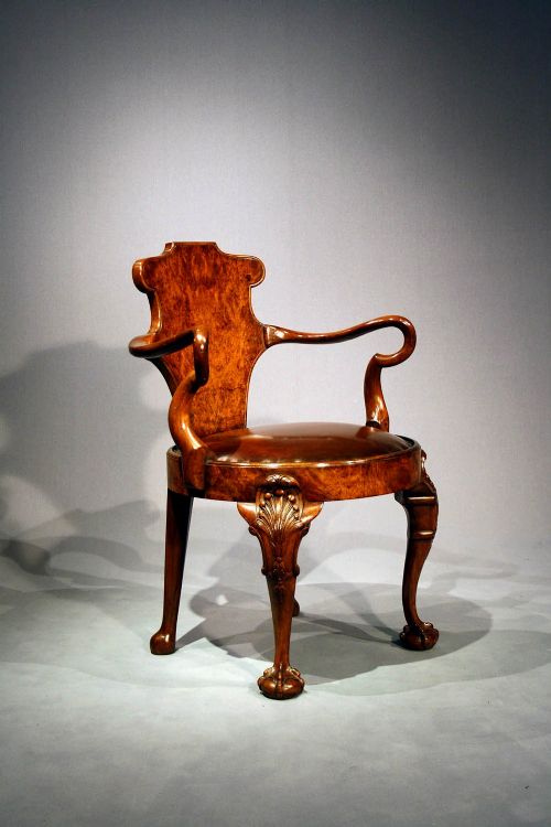 fig 6. Antique Pair of Walnut Escutcheon Chairs