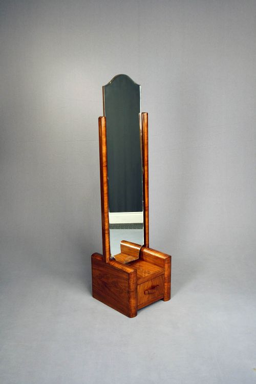 fig 1. Art Deco Walnut Cheval Mirror