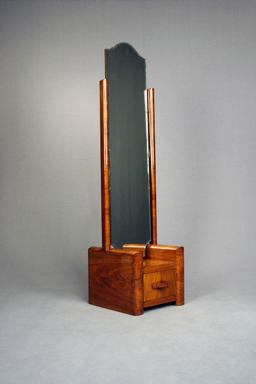 fig 2. Art Deco Walnut Cheval Mirror