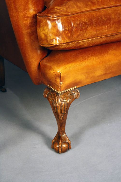 fig 3. Pair of Antique Walnut Leathered Wing Chairs