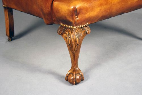 fig 7. Pair of Antique Walnut Leathered Wing Chairs