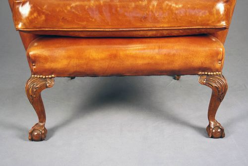 fig 10. Pair of Antique Walnut Leathered Wing Chairs