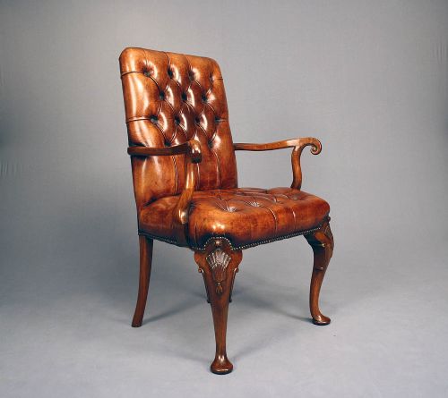 fig 5. Antique Leather Walnut Armchair