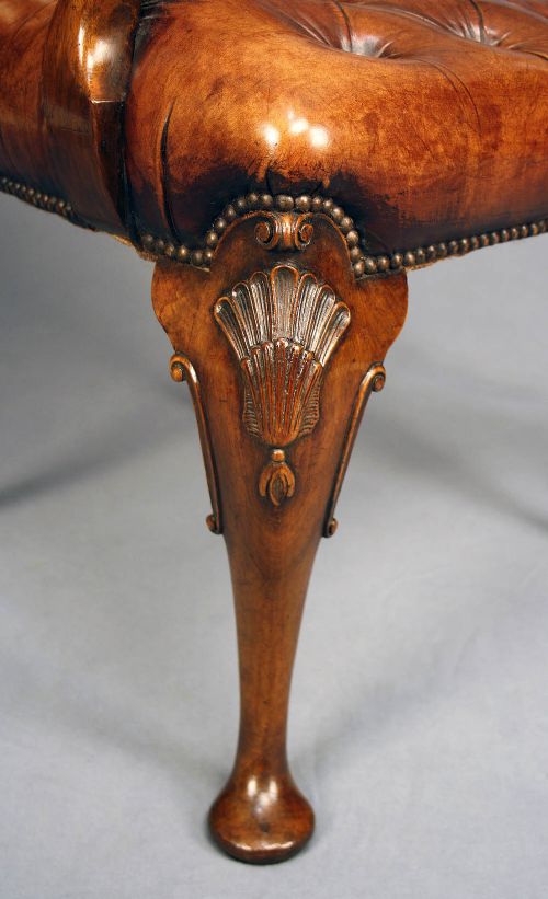 fig 7. Antique Leather Walnut Armchair