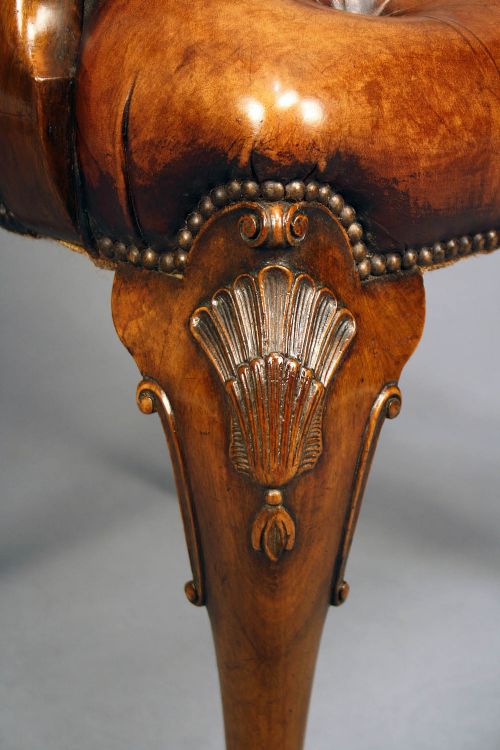 fig 8. Antique Leather Walnut Armchair