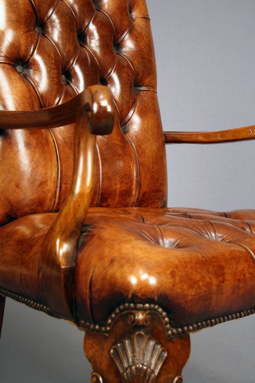 fig 9. Antique Leather Walnut Armchair