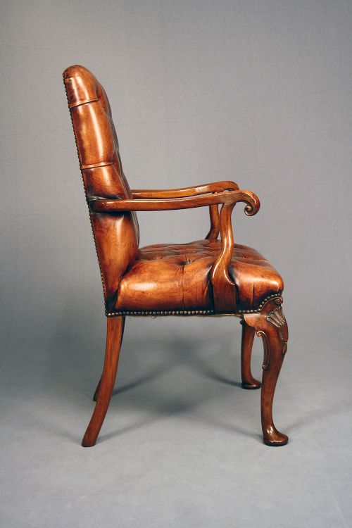 fig 10. Antique Leather Walnut Armchair