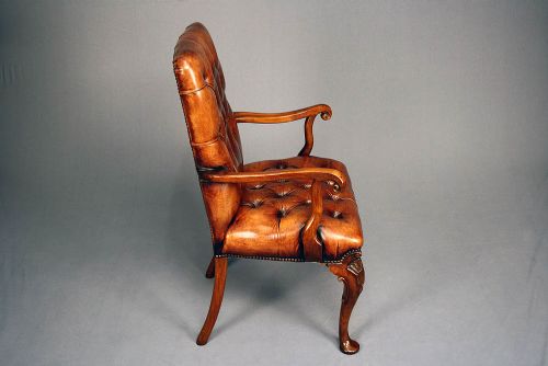 fig 3. Antique Leather Walnut Armchair