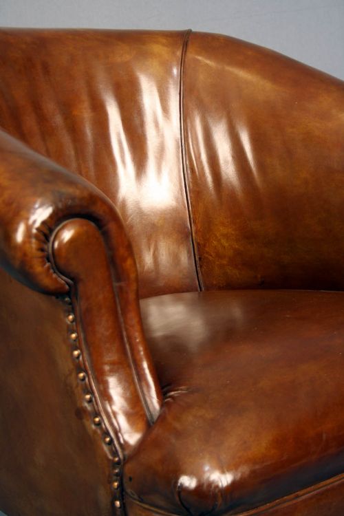 fig 7. Antique Pair of Leather Tub Chairs