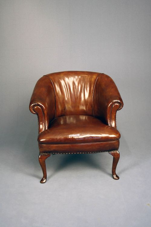 fig 10. Antique Pair of Leather Tub Chairs