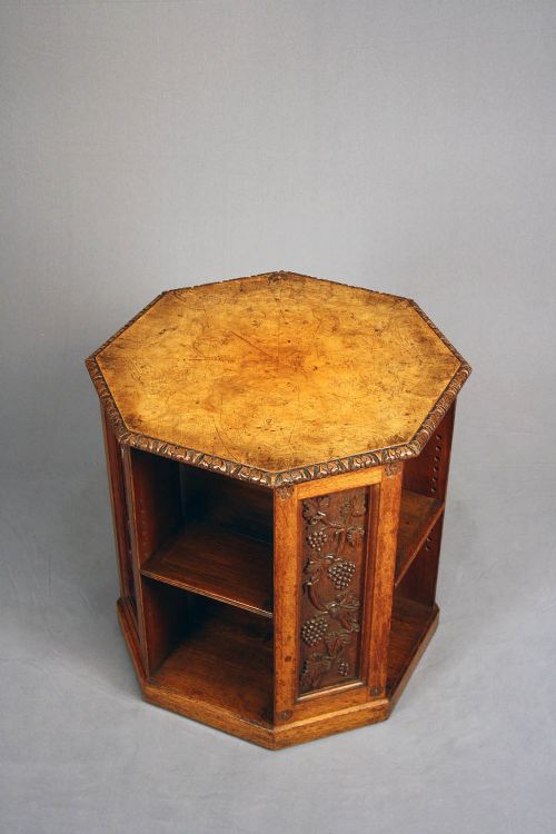 Exceptional Quality Figured Oak Freestanding Library Table