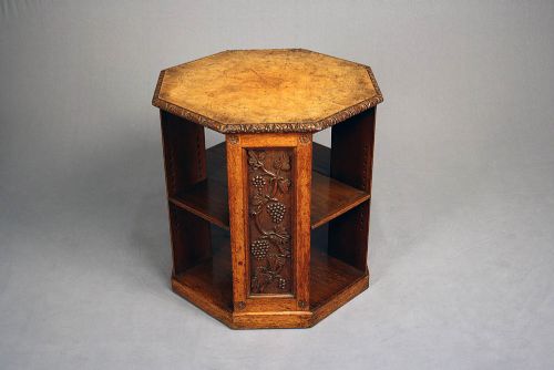 fig 1. Exceptional Quality Figured Oak Freestanding Library Table