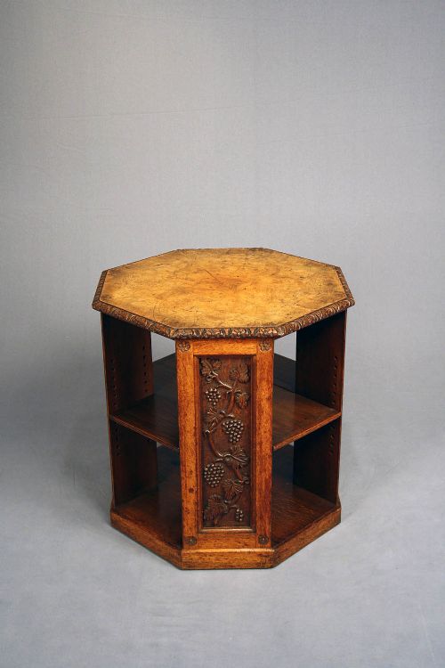 fig 2. Exceptional Quality Figured Oak Freestanding Library Table