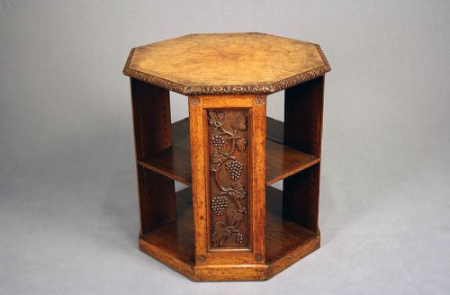 fig 3. Exceptional Quality Figured Oak Freestanding Library Table