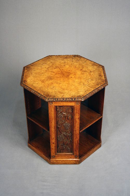 fig 4. Exceptional Quality Figured Oak Freestanding Library Table