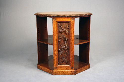 fig 6. Exceptional Quality Figured Oak Freestanding Library Table