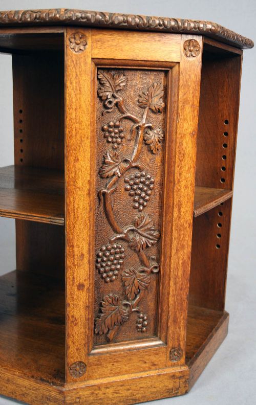 fig 9. Exceptional Quality Figured Oak Freestanding Library Table