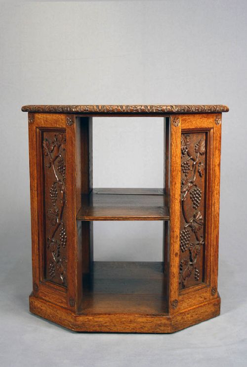 fig 11. Exceptional Quality Figured Oak Freestanding Library Table
