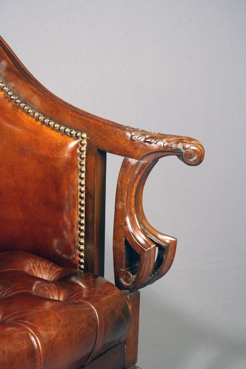 fig 4. Quality Antique Leather Tub Desk Chair