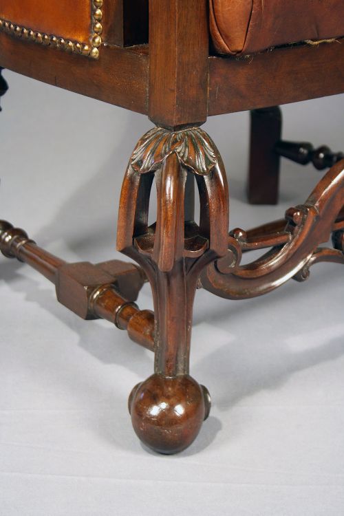 fig 5. Quality Antique Leather Tub Desk Chair