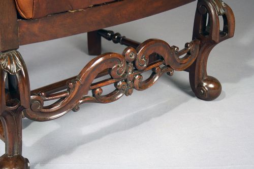 fig 6. Quality Antique Leather Tub Desk Chair