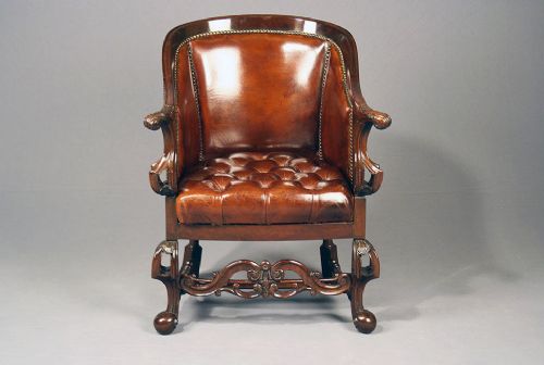 fig 9. Quality Antique Leather Tub Desk Chair