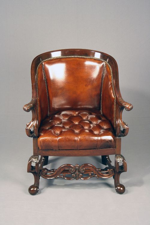 fig 10. Quality Antique Leather Tub Desk Chair