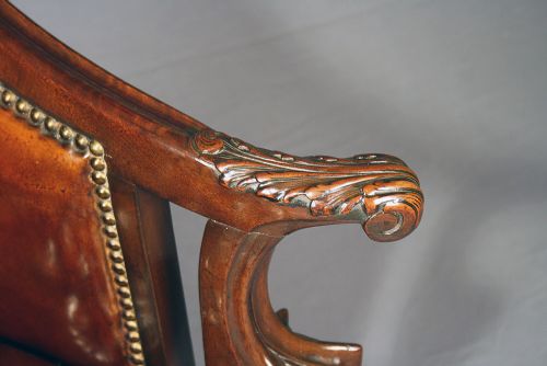 fig 8. Quality Antique Leather Tub Desk Chair