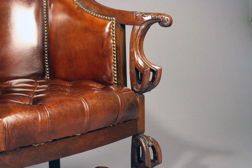 fig 7. Quality Antique Leather Tub Desk Chair