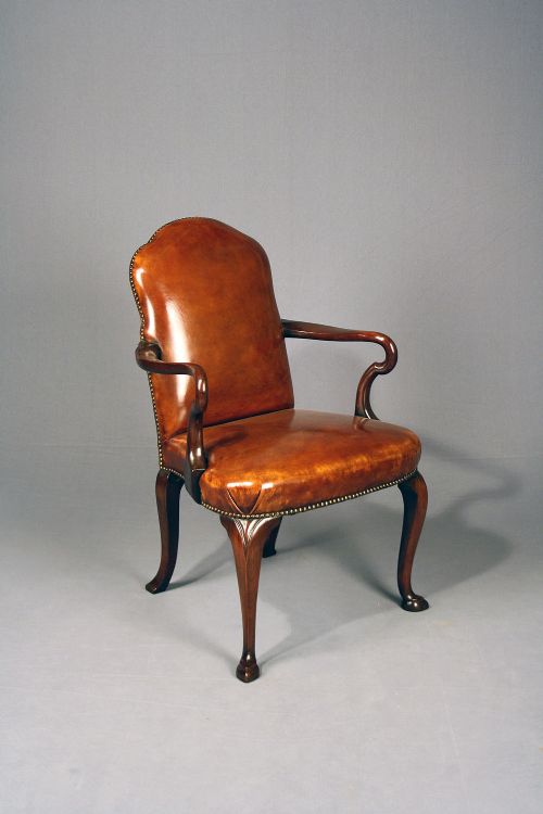 fig 1. Antique Walnut Leather Armchair
