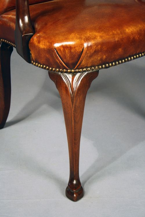 fig 2. Antique Walnut Leather Armchair