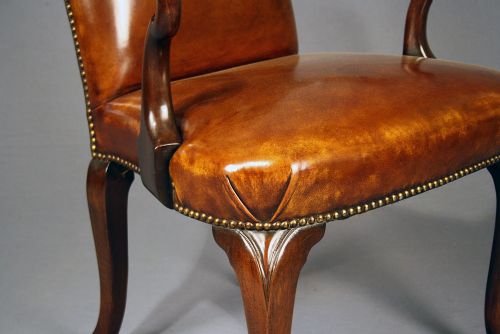 fig 3. Antique Walnut Leather Armchair