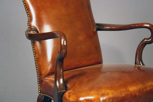 fig 4. Antique Walnut Leather Armchair