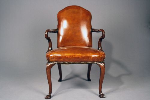 fig 6. Antique Walnut Leather Armchair