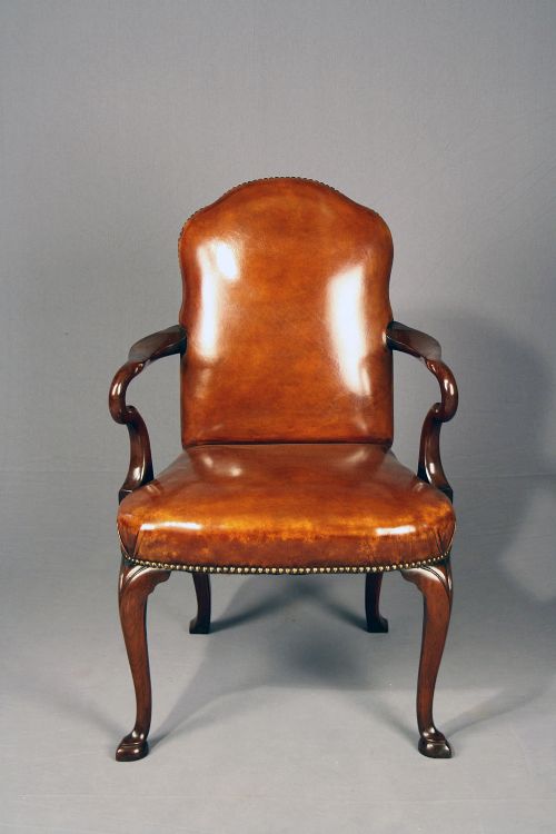 fig 5. Antique Walnut Leather Armchair