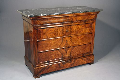 French Louis Philippe Walnut 5 Drawer Commode