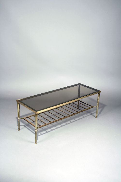 fig 1. French Brass Two Tier Coffee Table With Glass top