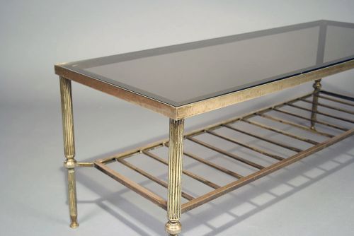 fig 3. French Brass Two Tier Coffee Table With Glass top