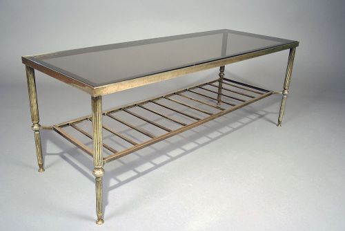 fig 5. French Brass Two Tier Coffee Table With Glass top