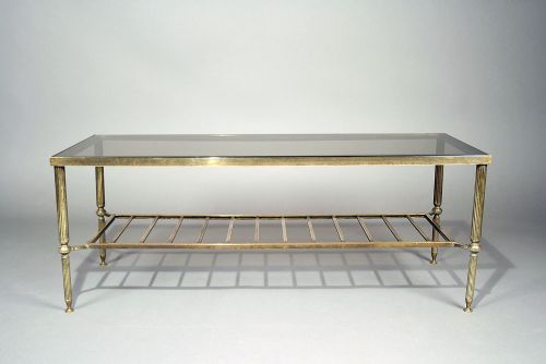 fig 6. French Brass Two Tier Coffee Table With Glass top