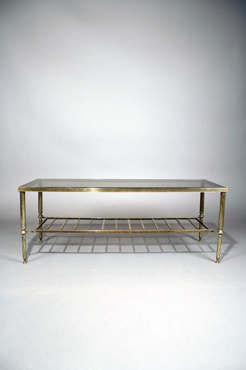 fig 7. French Brass Two Tier Coffee Table With Glass top