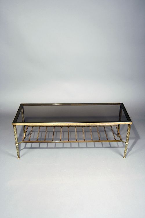 fig 8. French Brass Two Tier Coffee Table With Glass top