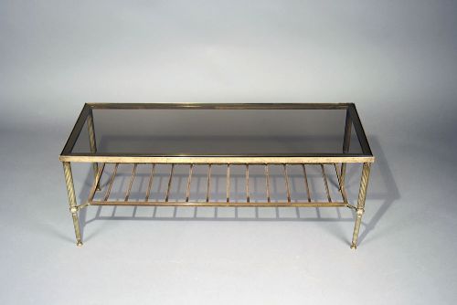 fig 9. French Brass Two Tier Coffee Table With Glass top