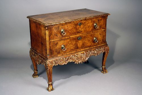 fig 1. 19th Century Walnut Chest With Gilt Base