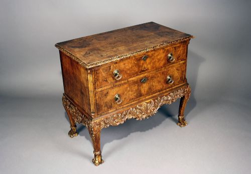 fig 2. 19th Century Walnut Chest With Gilt Base