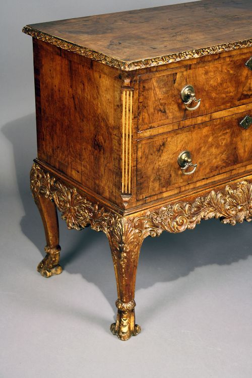 fig 3. 19th Century Walnut Chest With Gilt Base