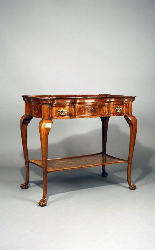 A Quality Burr Walnut Silver Table with Tray