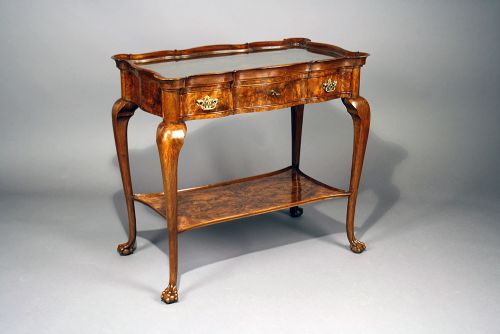 fig 1. A Quality Burr Walnut Silver Table With Tray
